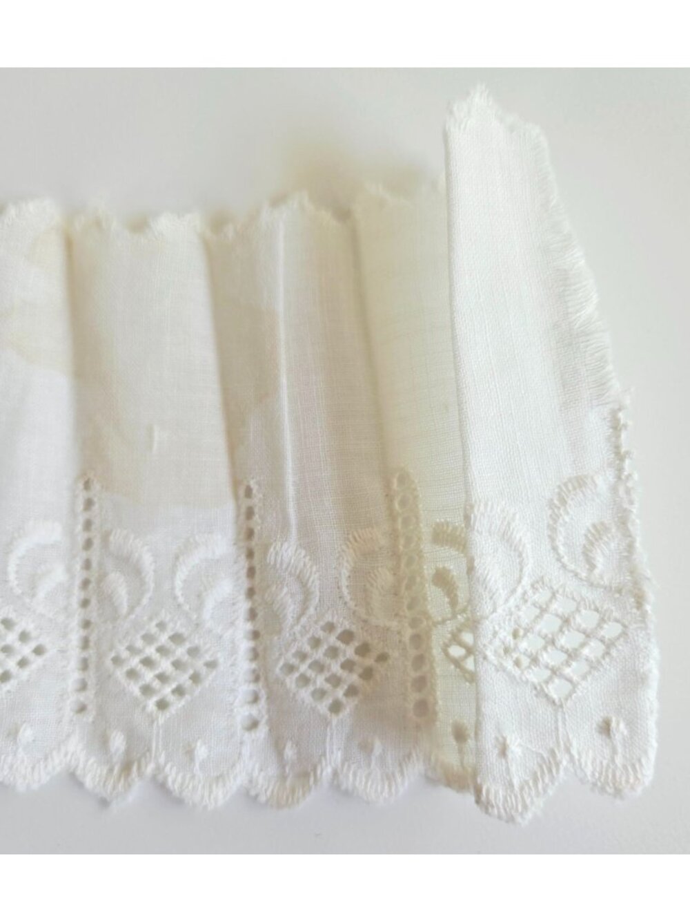 Vintage White Eyelet Lace Trim 3-Inch Wide Scalloped Cotton Fabric Edging - Picture 9 of 11